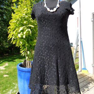YOUNIQUE CLOTHING SEXY GOTH VAMPIRE BLACK LACE MINI DRESS BOHO PEASANT GYPSY L